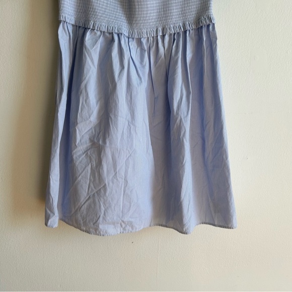 Aritzia Sunday Best Sz L Hadley Blue Striped Coastal Puff Sleeves Mini Dress - Picture 4 of 11